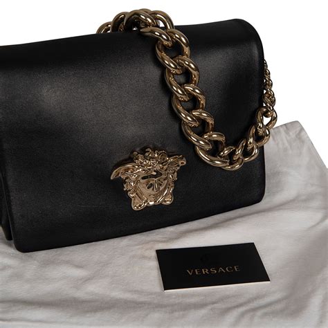 versus versace black leather medusa grab bag